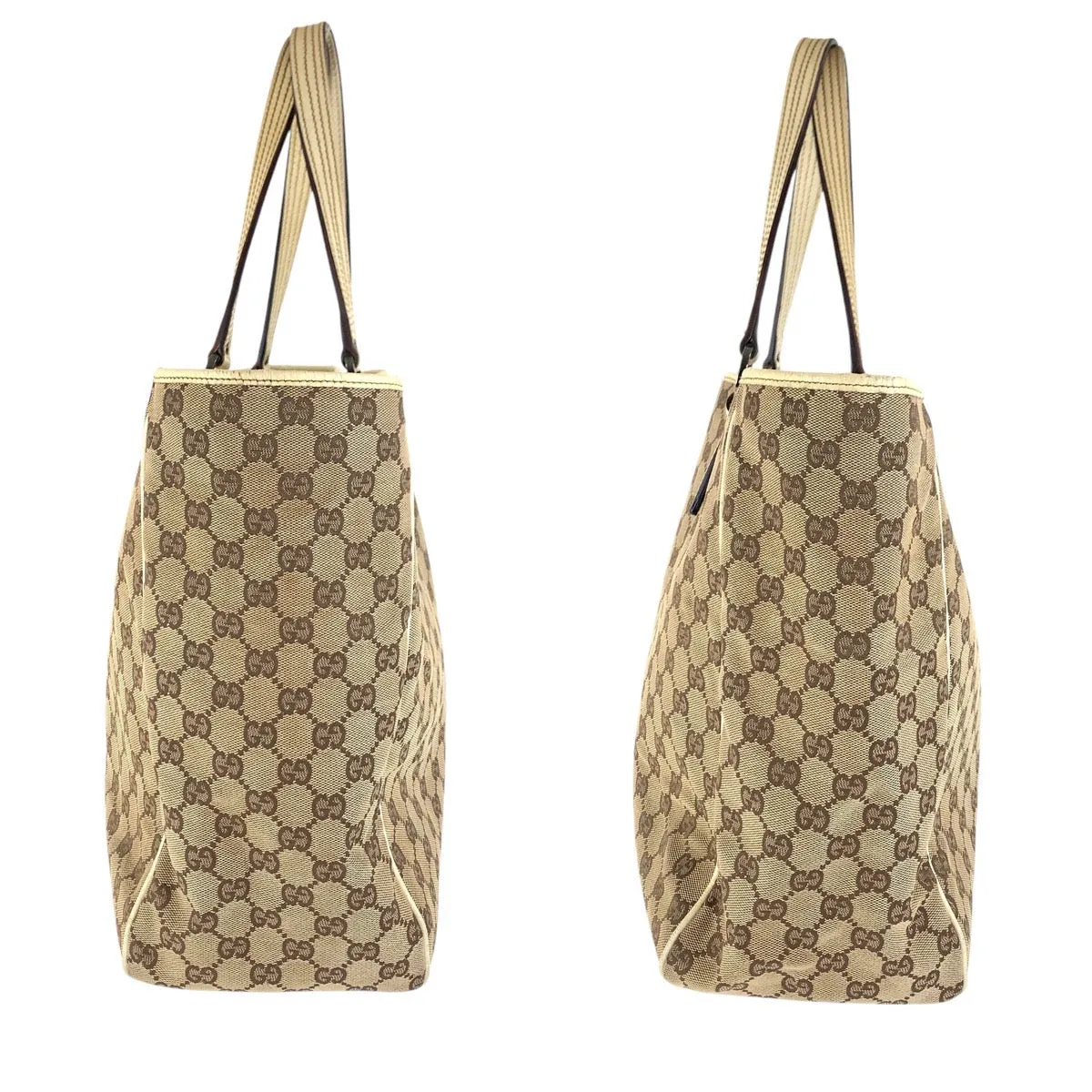 GUCCI Tote Bag 113022 GG canvas, leather Brown White SilverMetal Tote Bag Shoulder Bag Women Used