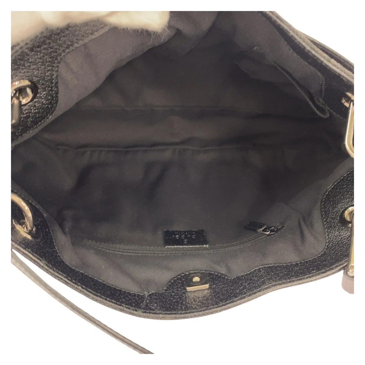 GUCCI Tote Bag 121023 GG canvas, leather Black SilverMetal Tote Bag Shoulder Bag Women Used