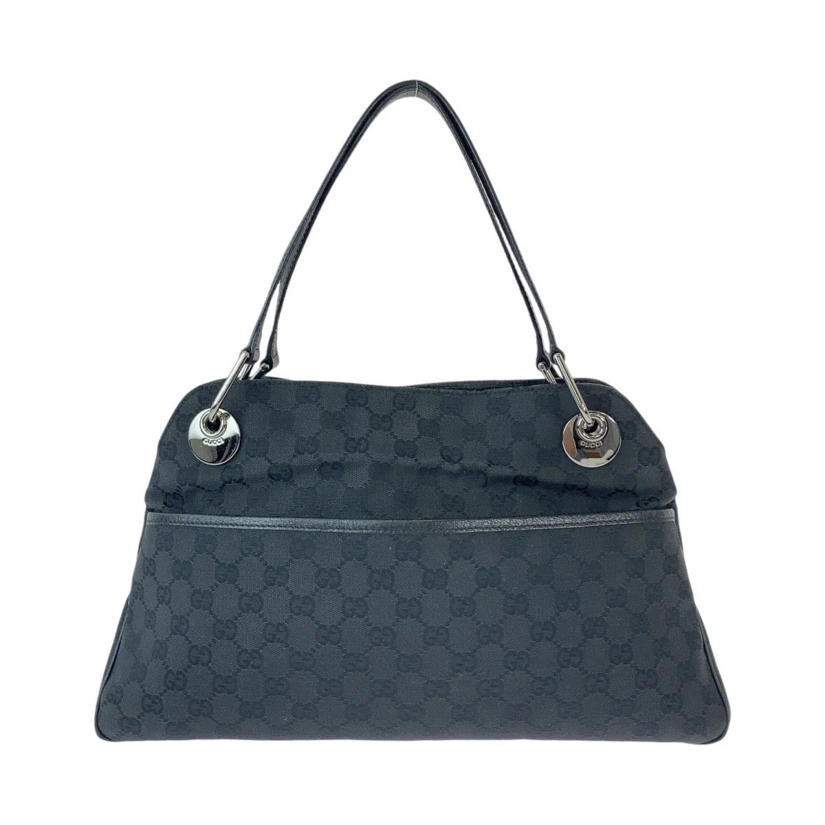 GUCCI Tote Bag 121023 GG canvas, leather Black SilverMetal Tote Bag Shoulder Bag Women Used