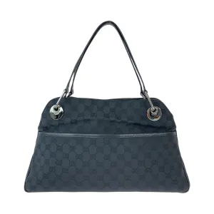 GUCCI Tote Bag 121023 GG canvas, leather Black SilverMetal Tote Bag Shoulder Bag Women Used