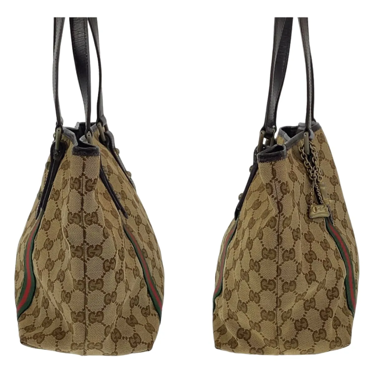 GUCCI Tote Bag 137396 GG canvas Beige multicolor Tote Bag Shoulder Bag Sherry line Women Used