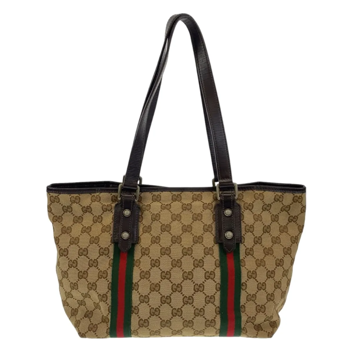 GUCCI Tote Bag 137396 GG canvas Beige multicolor Tote Bag Shoulder Bag Sherry line Women Used