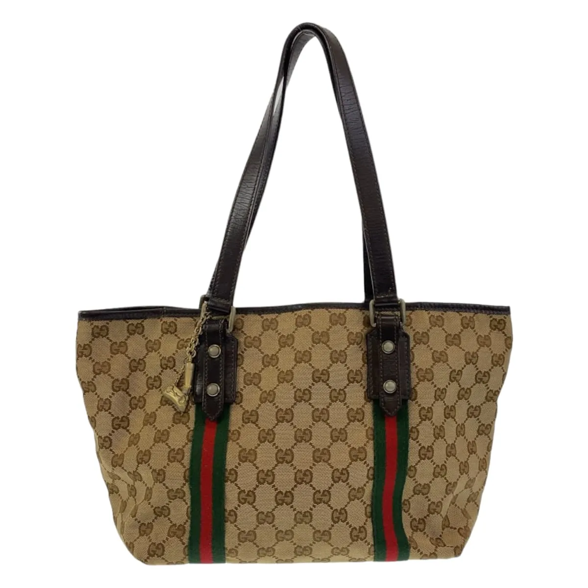 GUCCI Tote Bag 137396 GG canvas Beige multicolor Tote Bag Shoulder Bag Sherry line Women Used