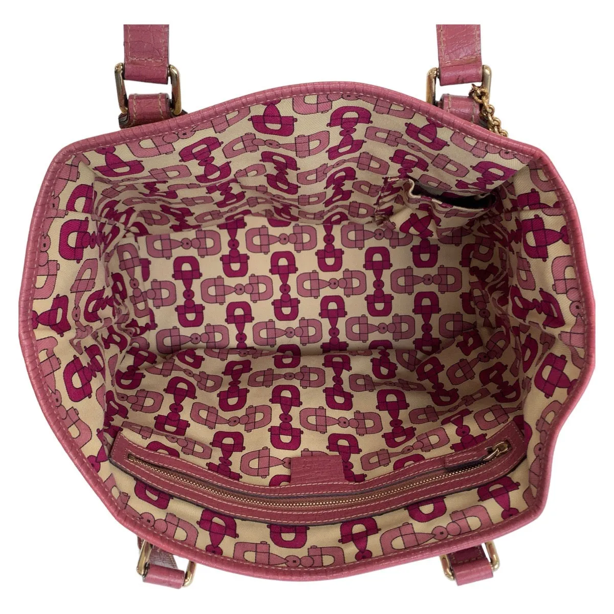 GUCCI Tote Bag 137396 GG canvas, leather Beige Pink Gold Metal Tote Bag Handbag Shoulder Bag Sherry GG pattern Women Used
