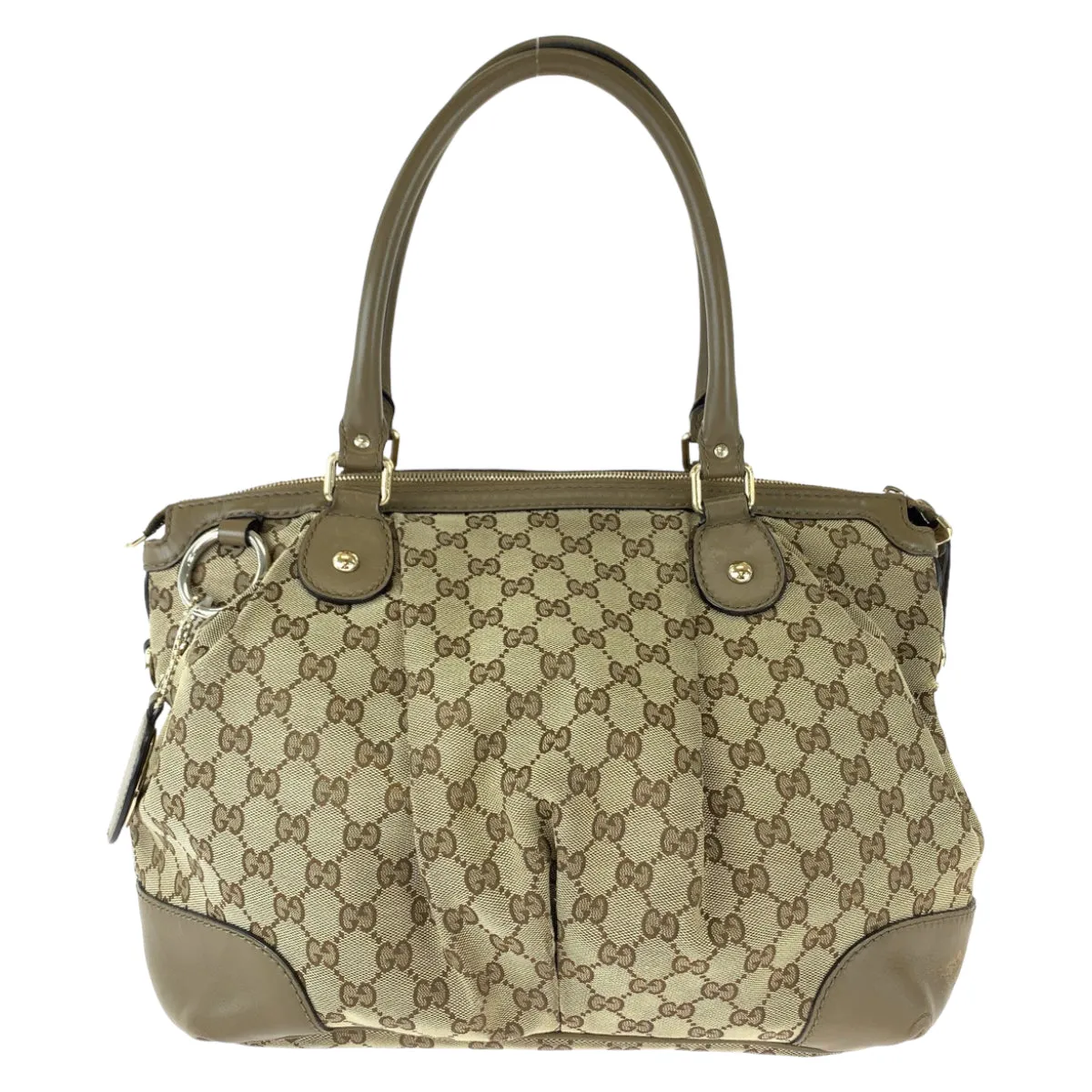 GUCCI Tote Bag 285730 GG canvas Brown Gold Metal Tote Bag Shoulder Bag Handbag Sukey Women Used