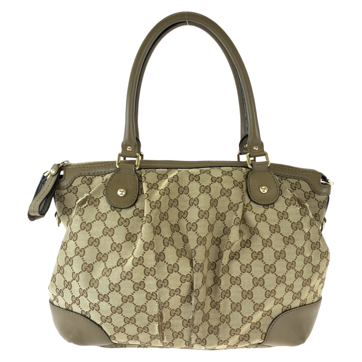 GUCCI Tote Bag 285730 GG canvas Brown Gold Metal Tote Bag Shoulder Bag Handbag Sukey Women Used