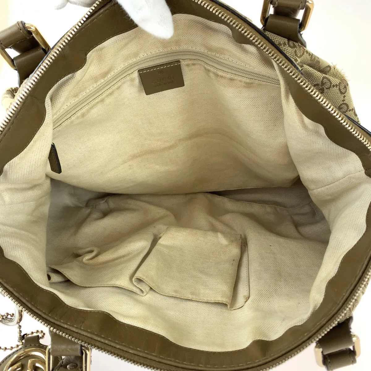 GUCCI Tote Bag 285730 GG canvas Brown Gold Metal Tote Bag Shoulder Bag Handbag Sukey Women Used