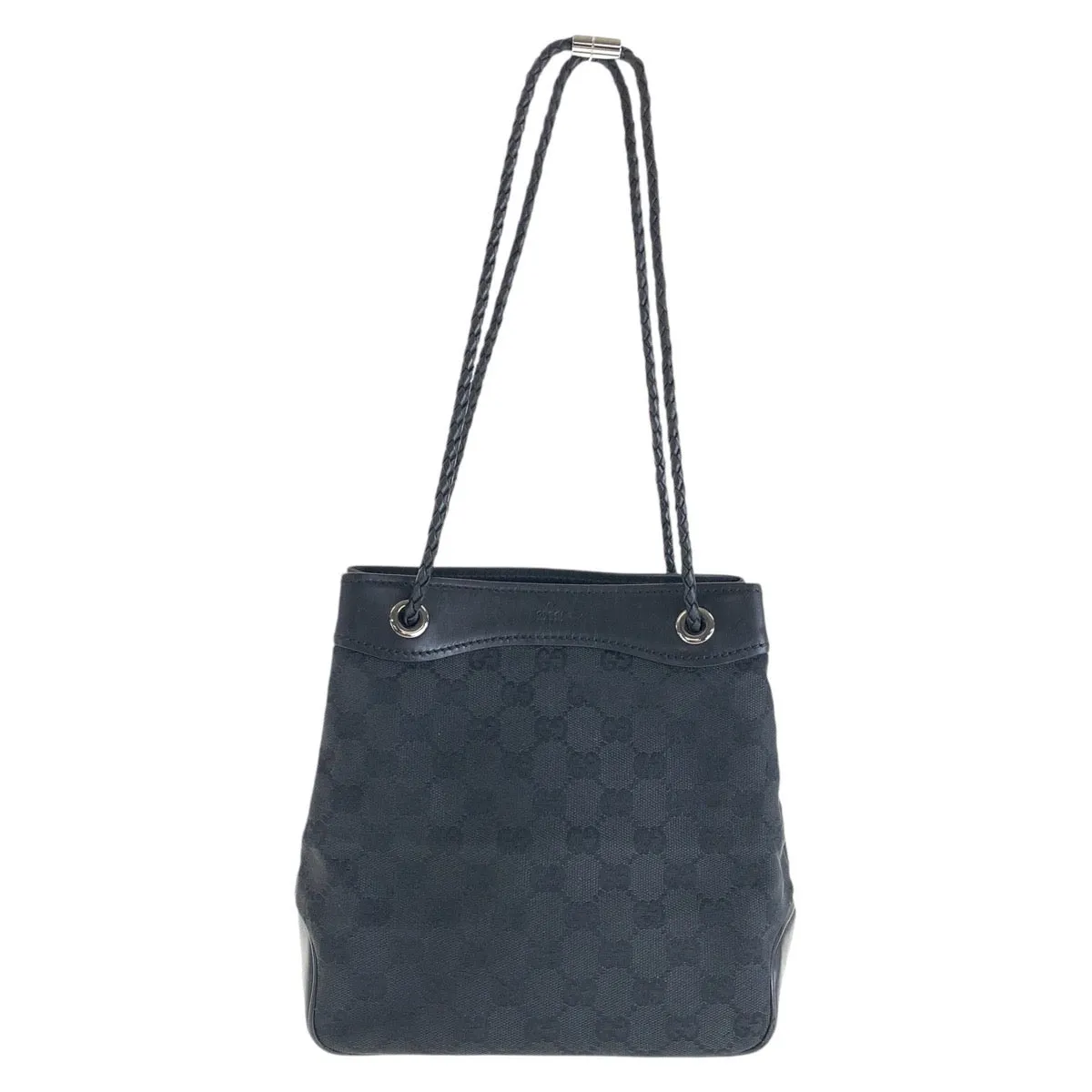 GUCCI Tote Bag GG canvas Black SilverMetal Tote Bag Shoulder Bag Women Used
