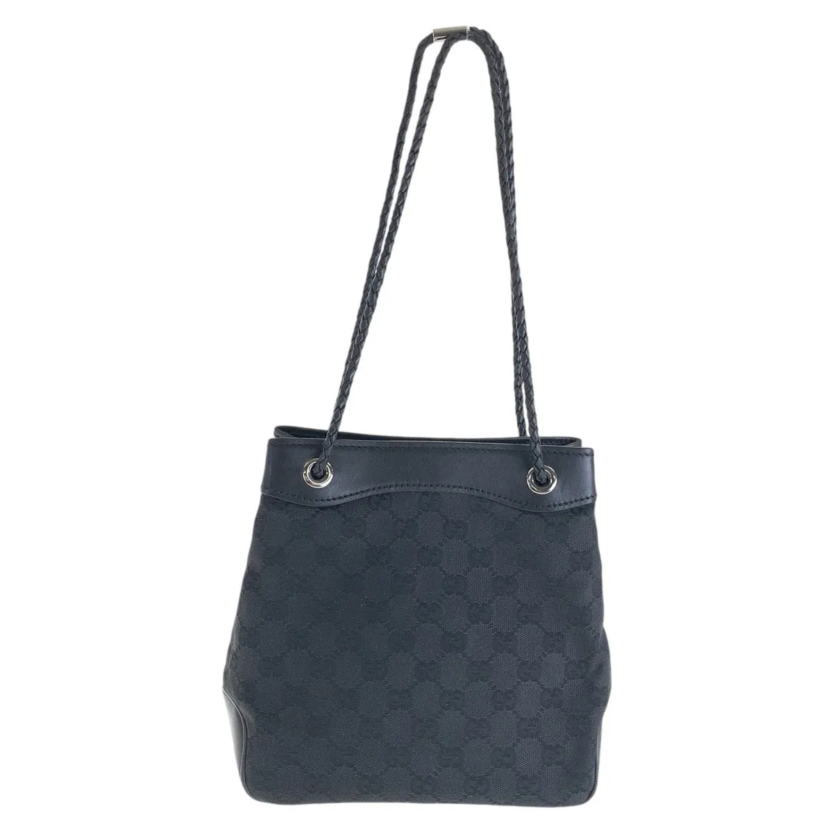 GUCCI Tote Bag GG canvas Black SilverMetal Tote Bag Shoulder Bag Women Used