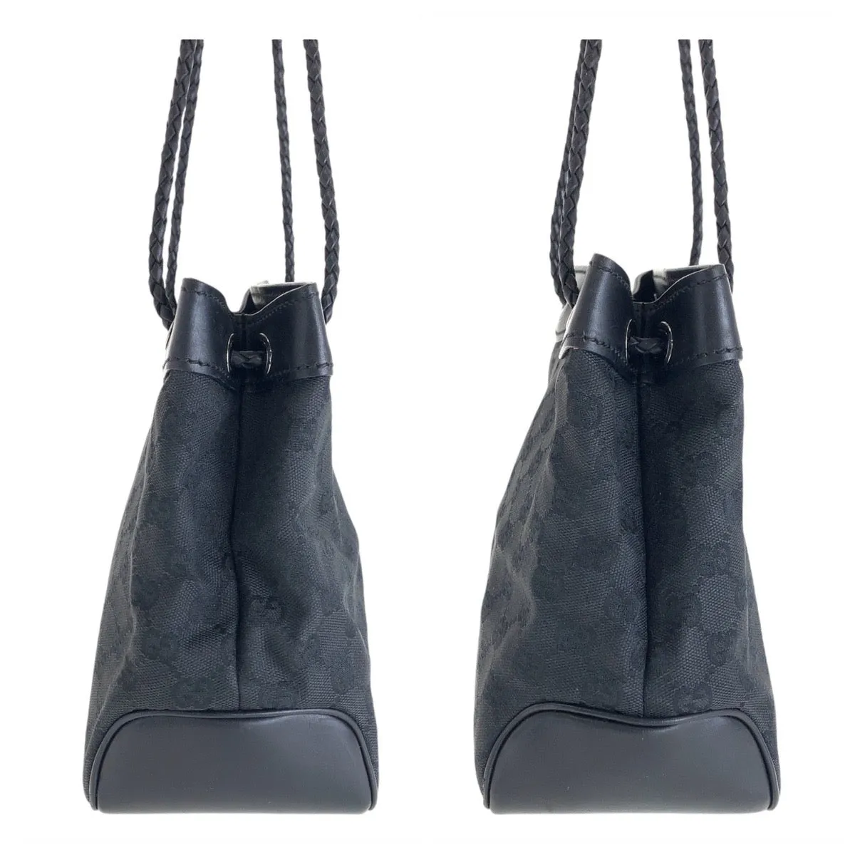 GUCCI Tote Bag GG canvas Black SilverMetal Tote Bag Shoulder Bag Women Used
