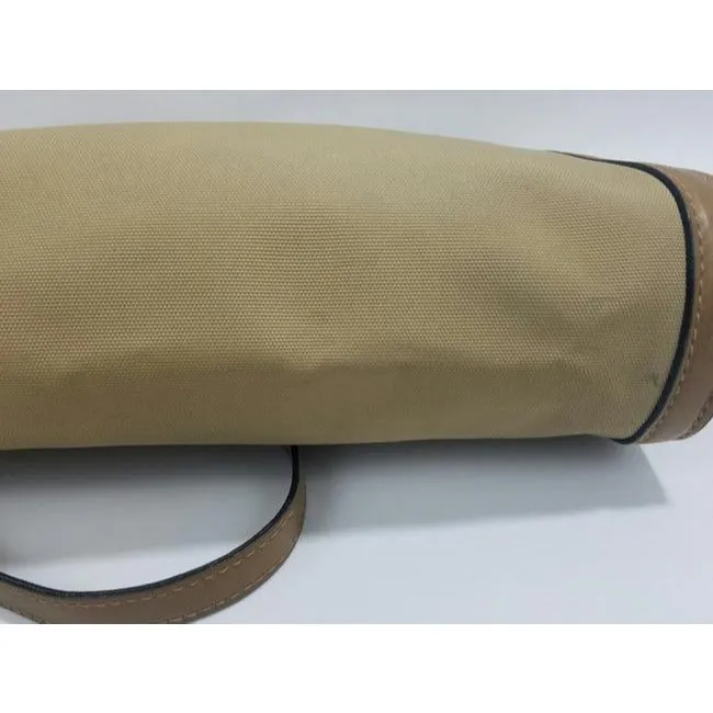 Gucci Vintage Khaki Canvas And Leather Canvas Shoulder Bag