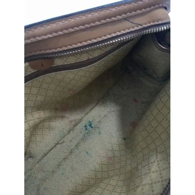 Gucci Vintage Khaki Canvas And Leather Canvas Shoulder Bag