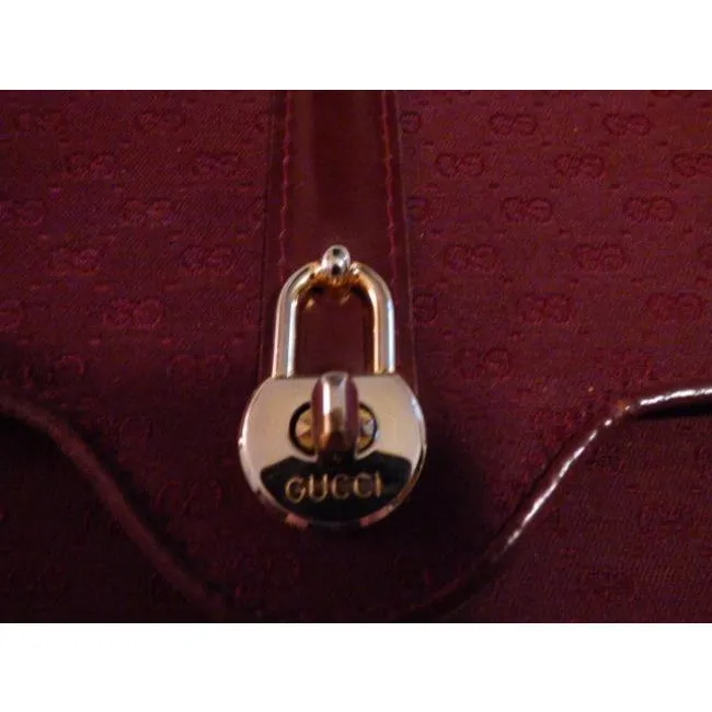 Gucci Vintage Pursesdesigner Purses Burgundy With Small G Logo Print Canvasleather And Shoulder Bag
