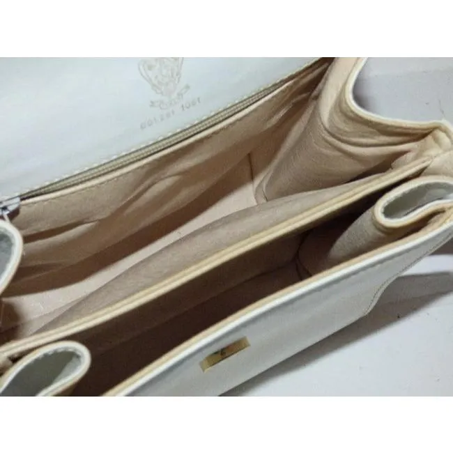 Gucci Vintage White With Bold Gold Accents Leather Shoulder Bag