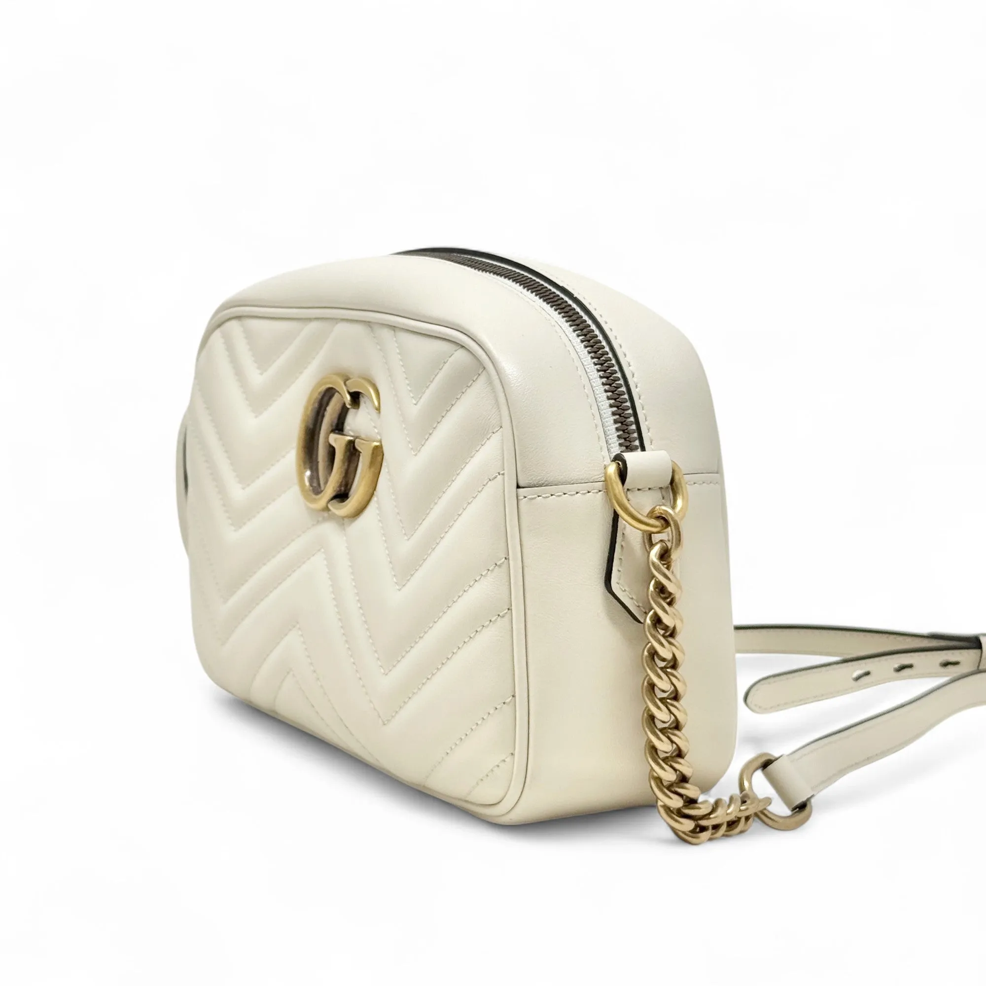 Gucci White Marmont Small Camera Bag