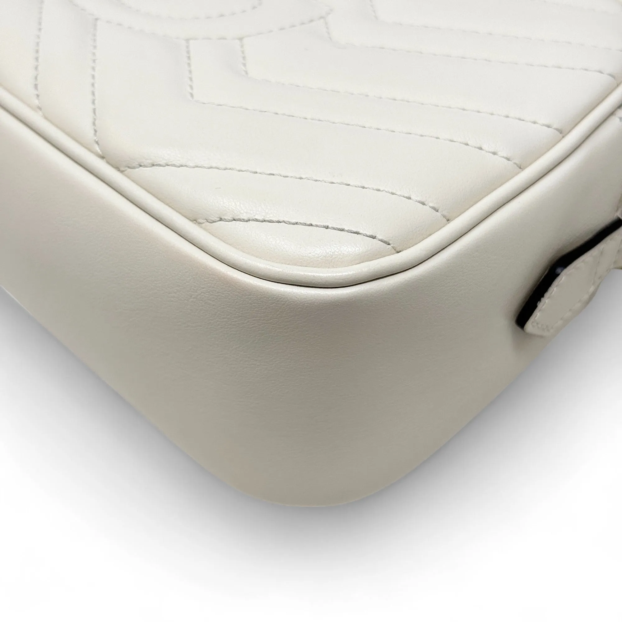 Gucci White Marmont Small Camera Bag
