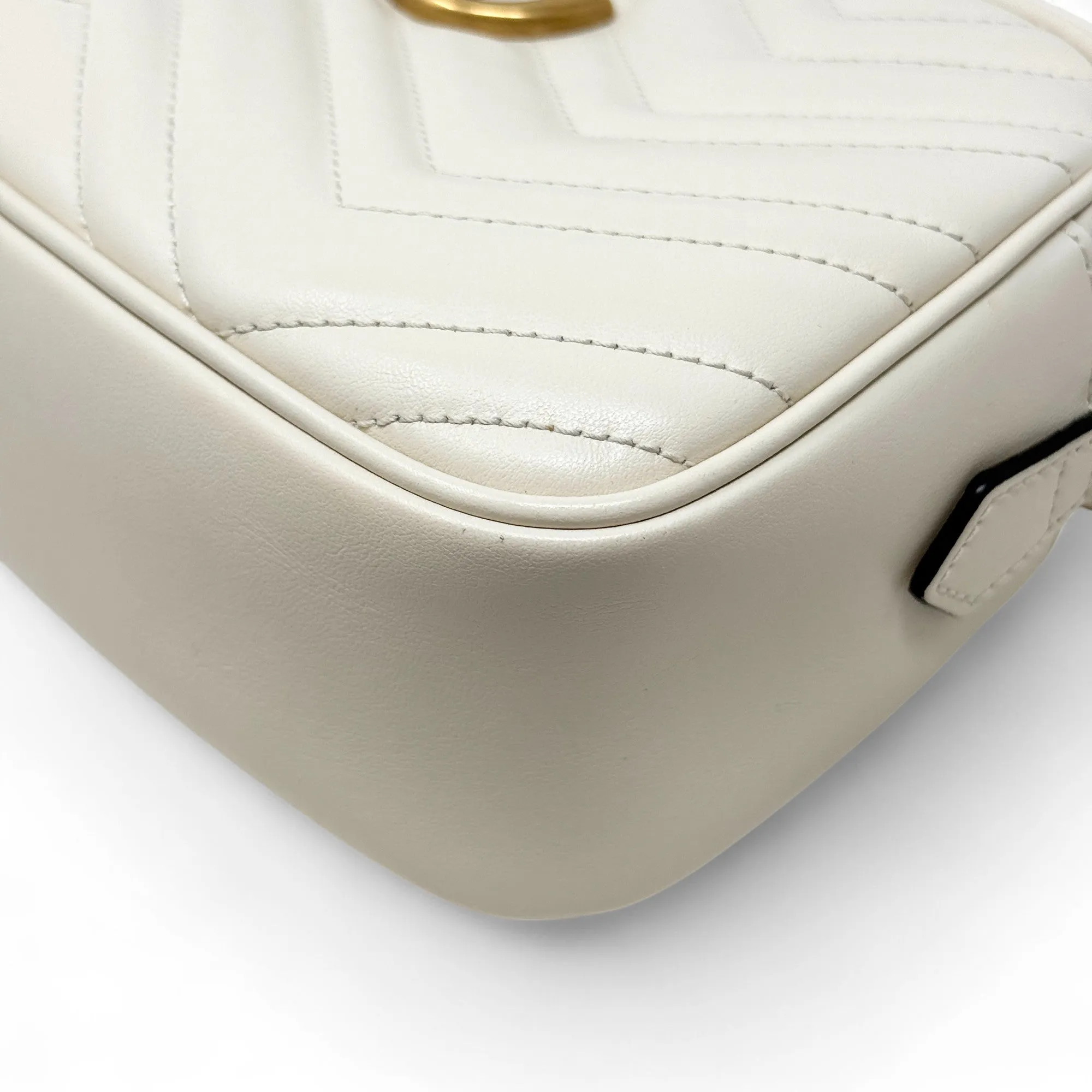 Gucci White Marmont Small Camera Bag