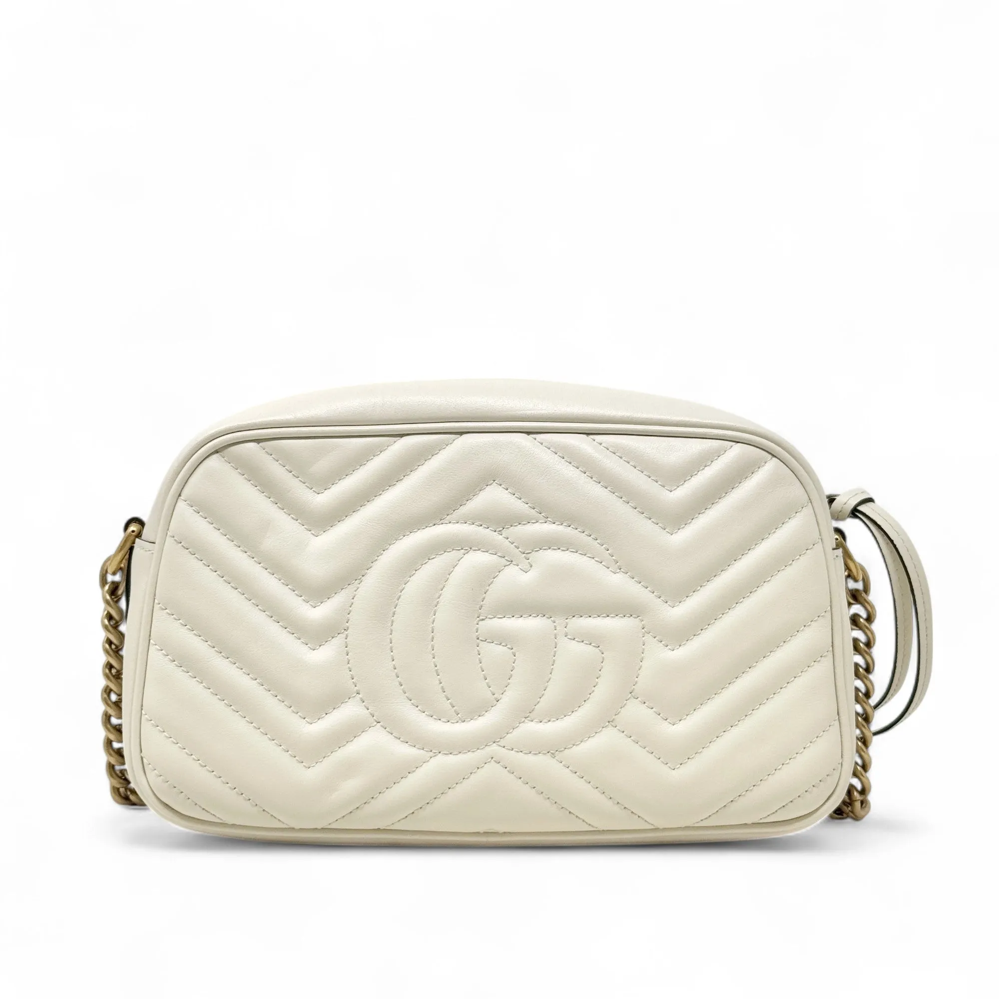 Gucci White Marmont Small Camera Bag