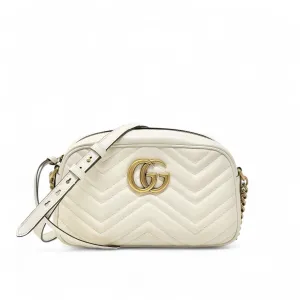 Gucci White Marmont Small Camera Bag