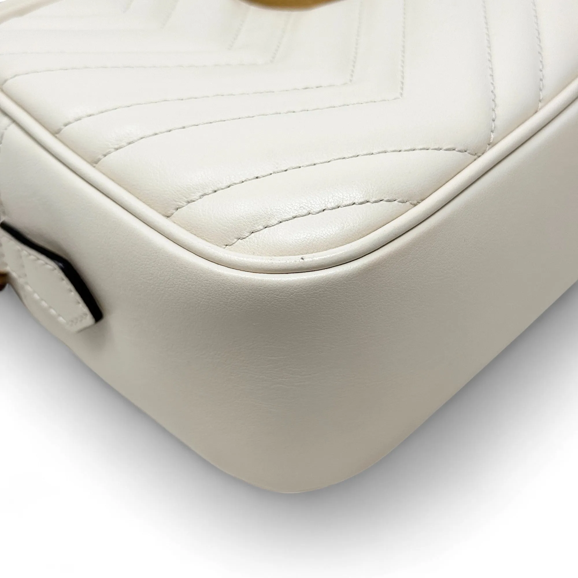 Gucci White Marmont Small Camera Bag