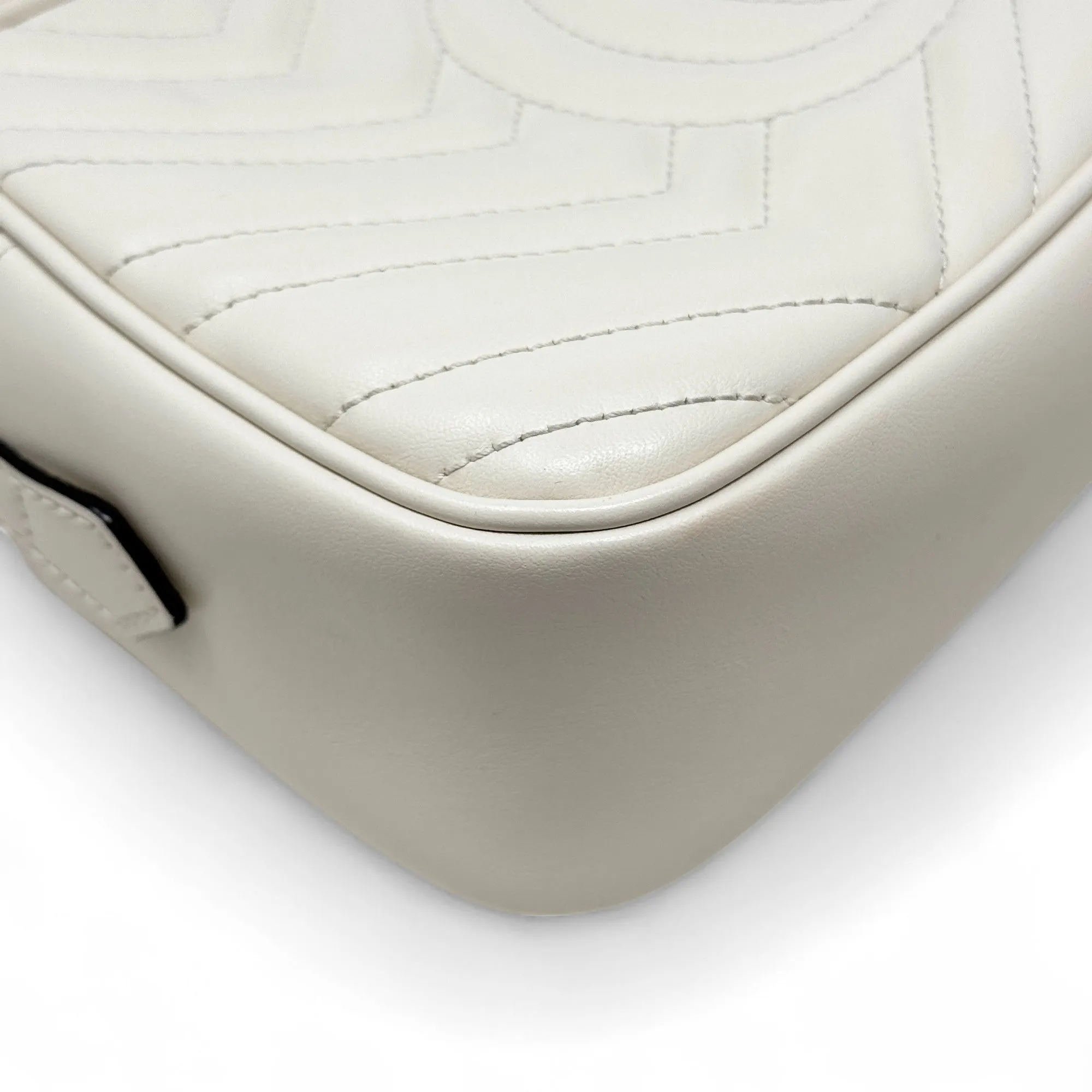 Gucci White Marmont Small Camera Bag