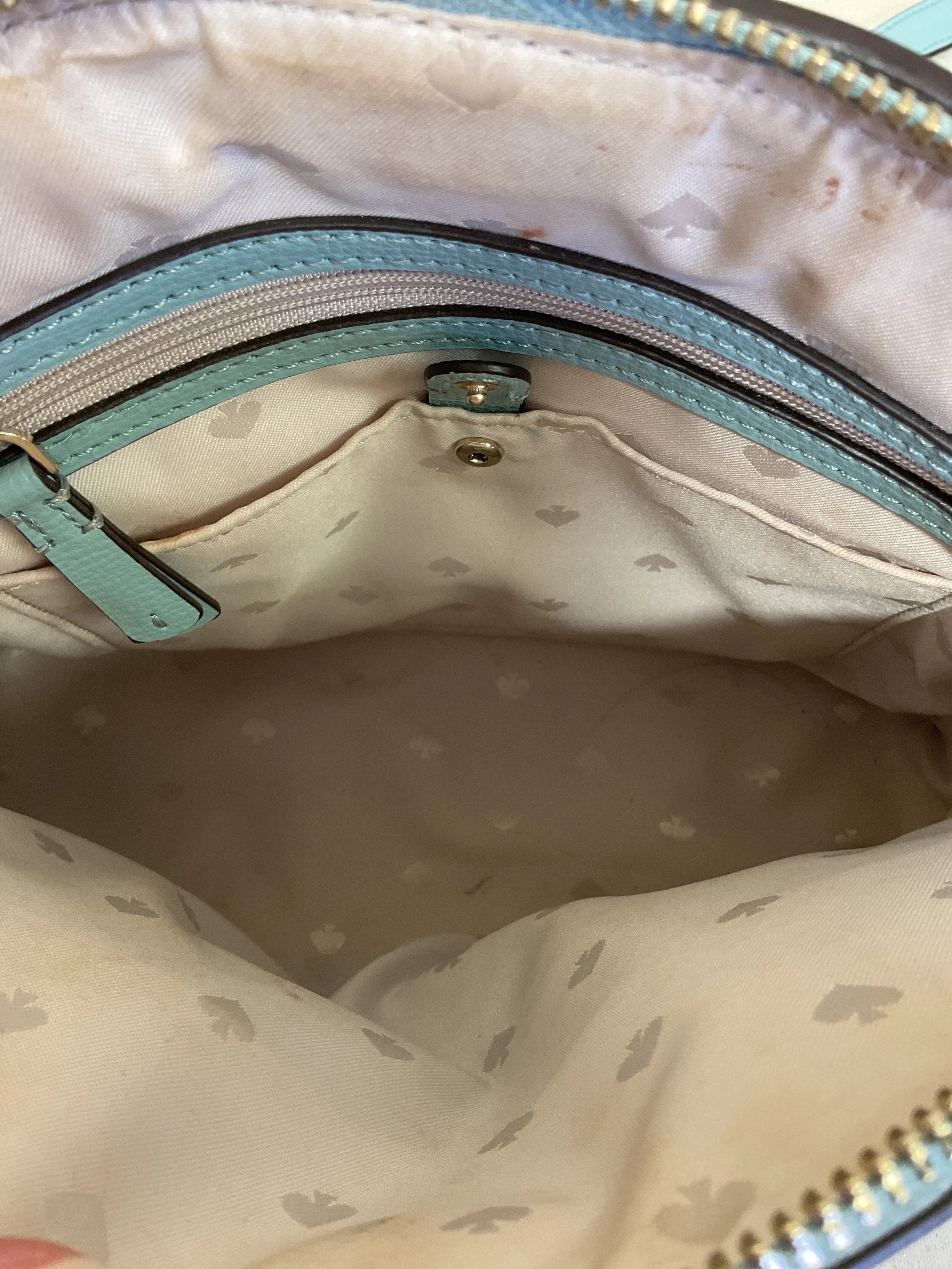Handbag Designer By Kate Spade In Aqua, Size:Small -as is