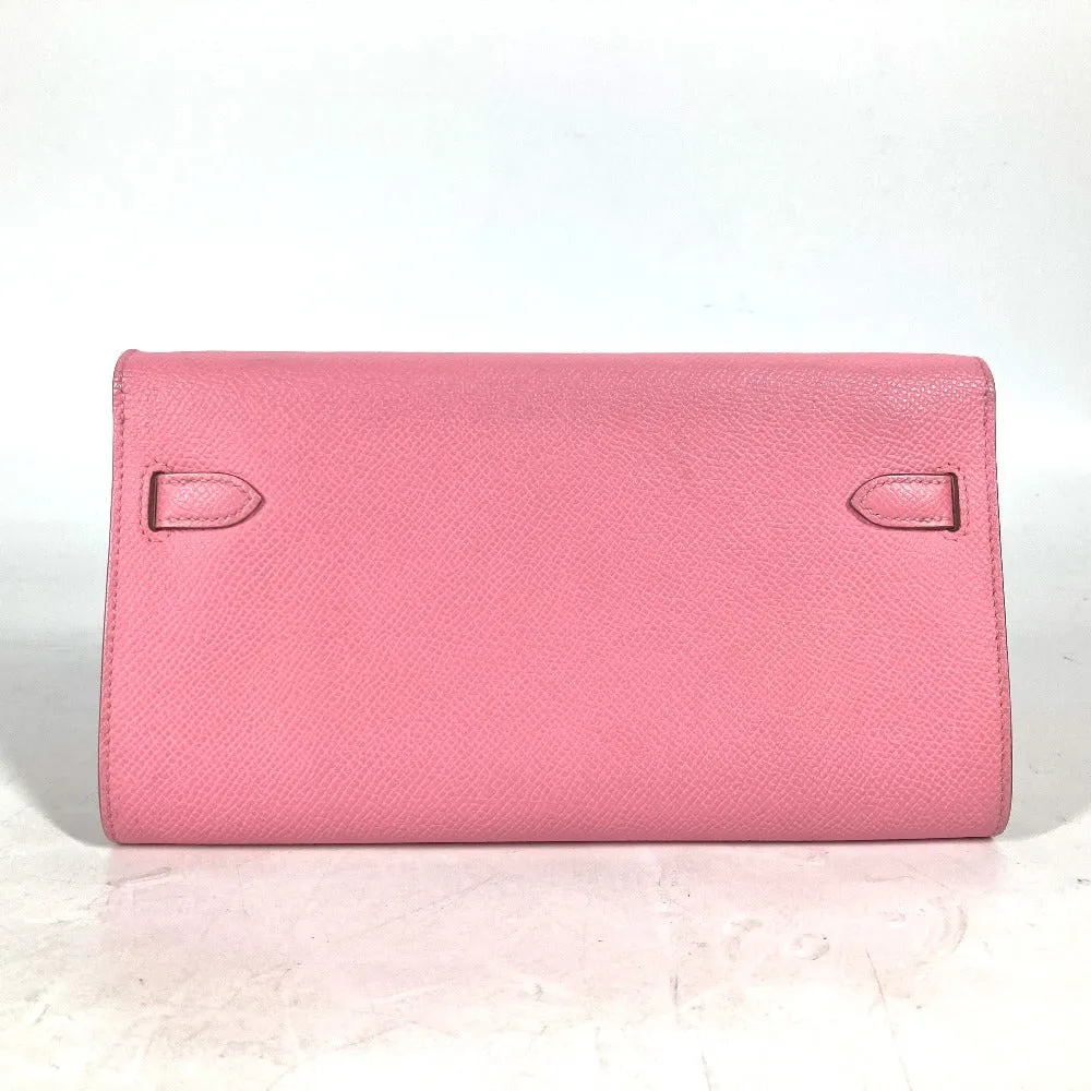 HERMES Long Wallet Purse Epsom pink Shoulder wallet Kelly wallet long to go Women Used