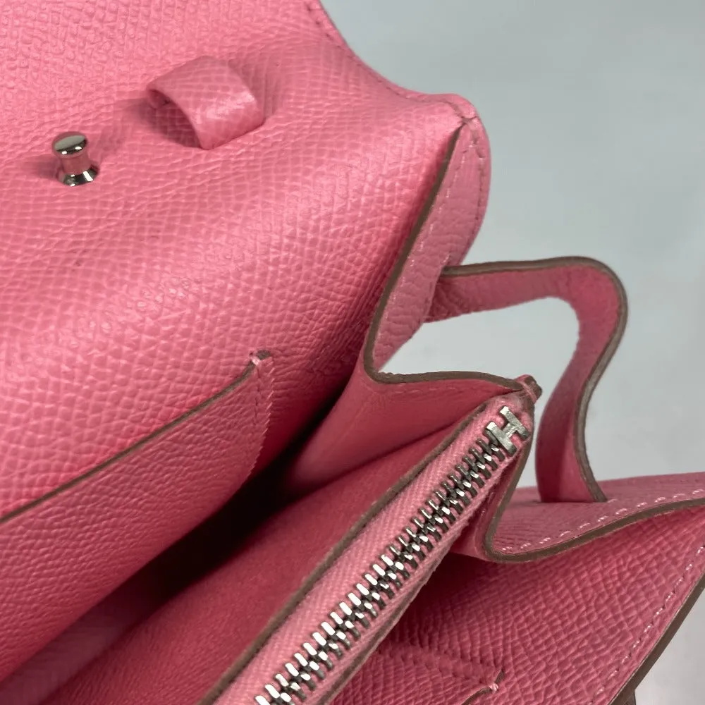 HERMES Long Wallet Purse Epsom pink Shoulder wallet Kelly wallet long to go Women Used