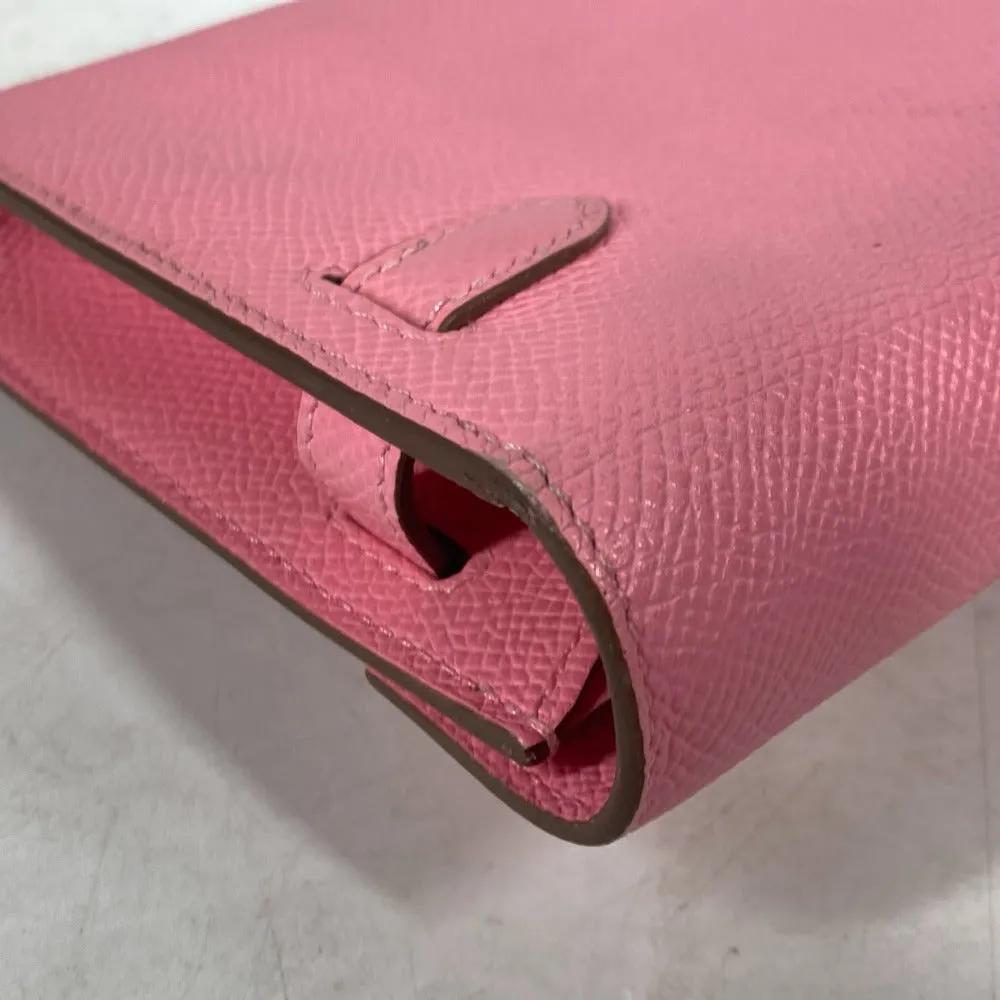 HERMES Long Wallet Purse Epsom pink Shoulder wallet Kelly wallet long to go Women Used