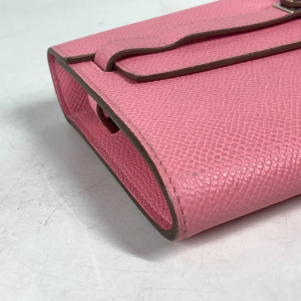 HERMES Long Wallet Purse Epsom pink Shoulder wallet Kelly wallet long to go Women Used