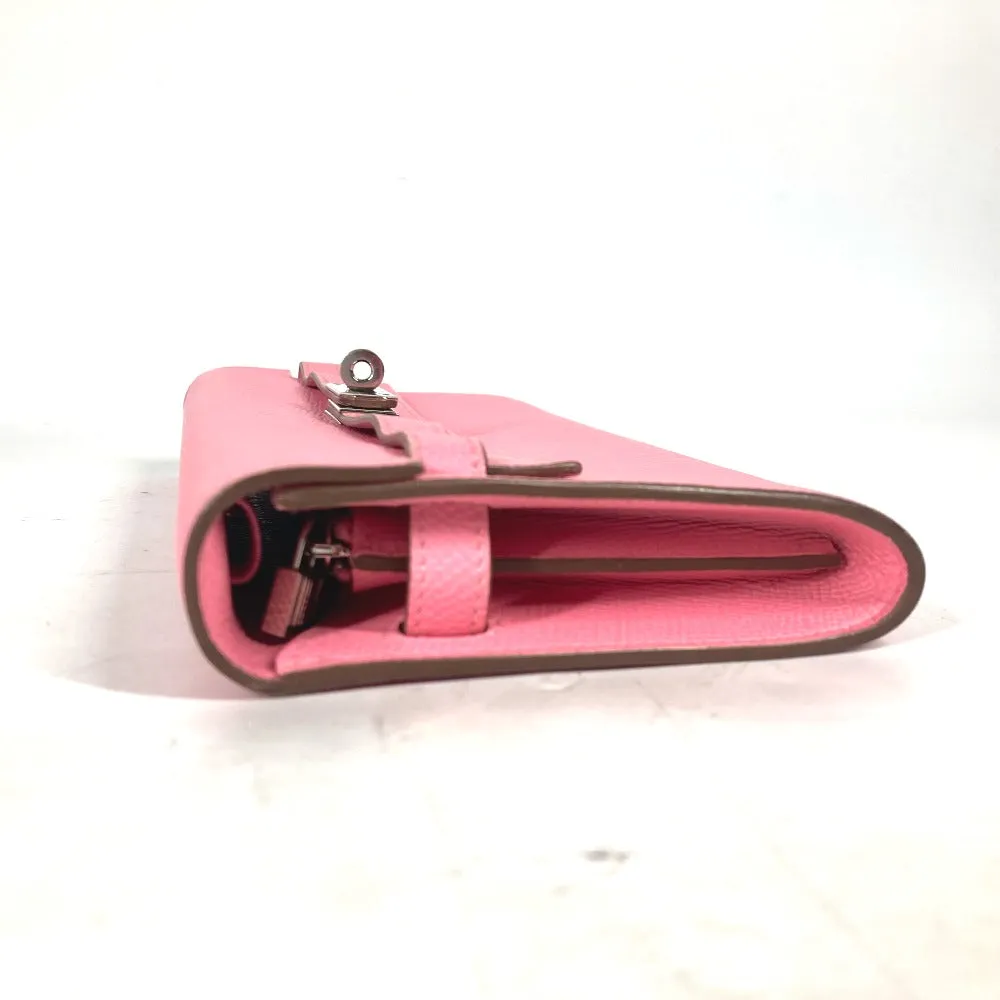 HERMES Long Wallet Purse Epsom pink Shoulder wallet Kelly wallet long to go Women Used