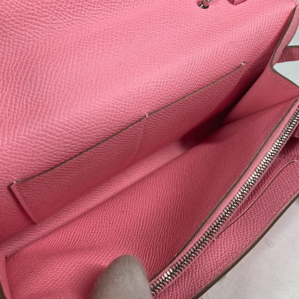 HERMES Long Wallet Purse Epsom pink Shoulder wallet Kelly wallet long to go Women Used