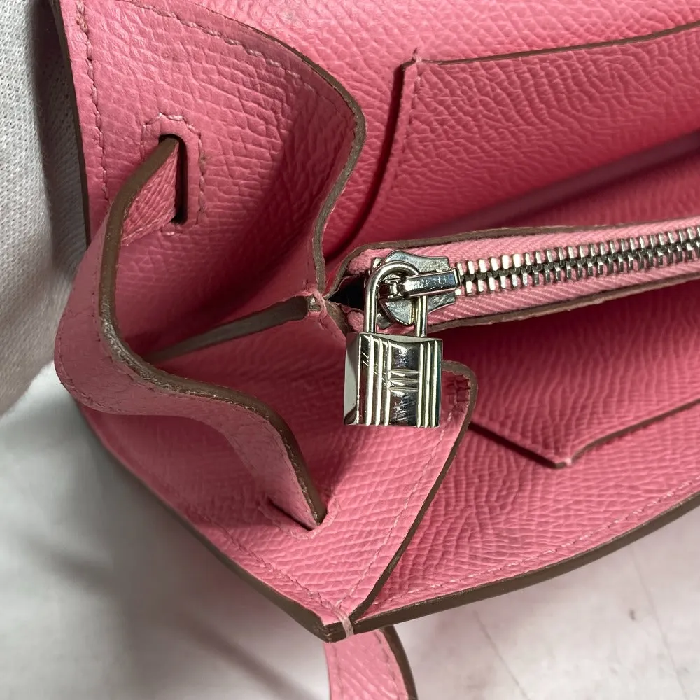 HERMES Long Wallet Purse Epsom pink Shoulder wallet Kelly wallet long to go Women Used
