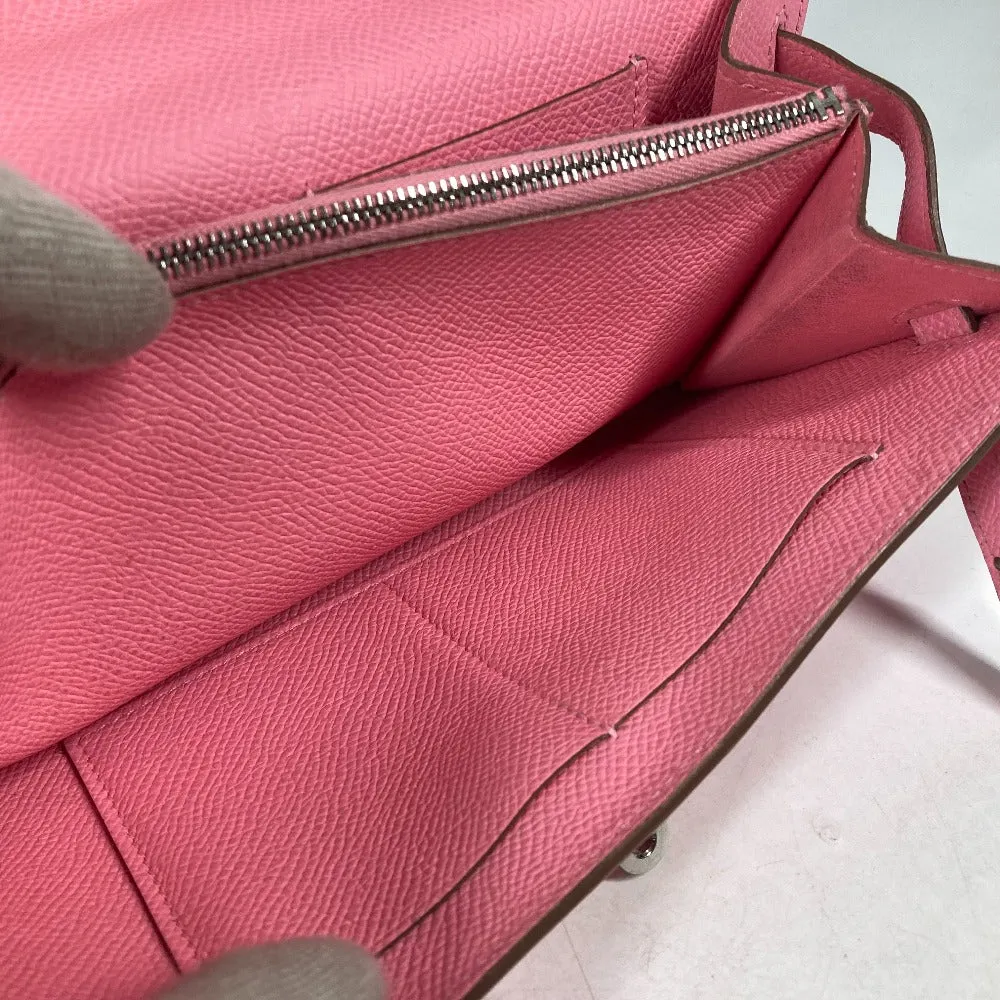 HERMES Long Wallet Purse Epsom pink Shoulder wallet Kelly wallet long to go Women Used