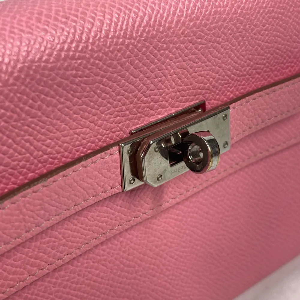 HERMES Long Wallet Purse Epsom pink Shoulder wallet Kelly wallet long to go Women Used