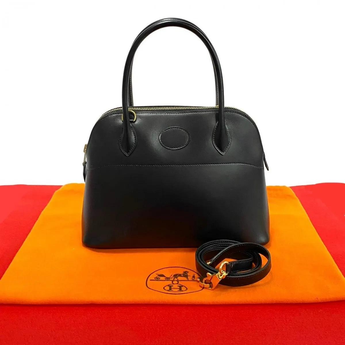HERMES Shoulder Bag Box scarf black Bored 27