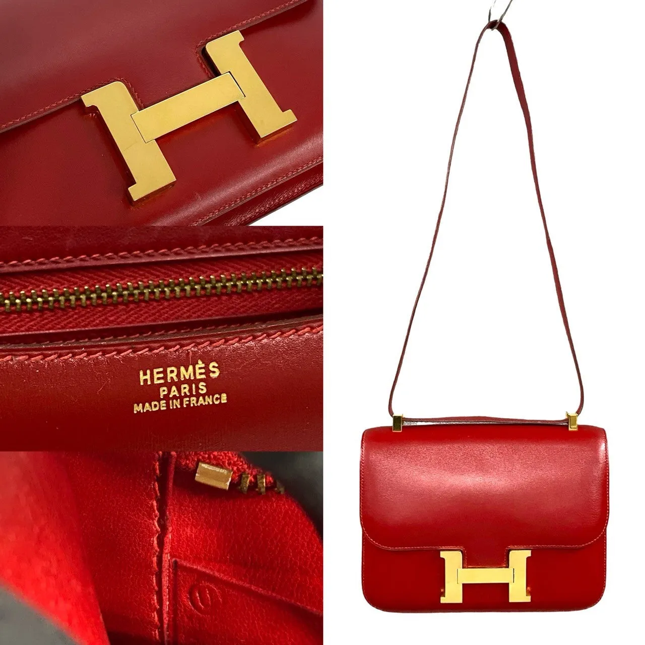HERMES Shoulder Bag Box scarf Red Constance 23 Women Used