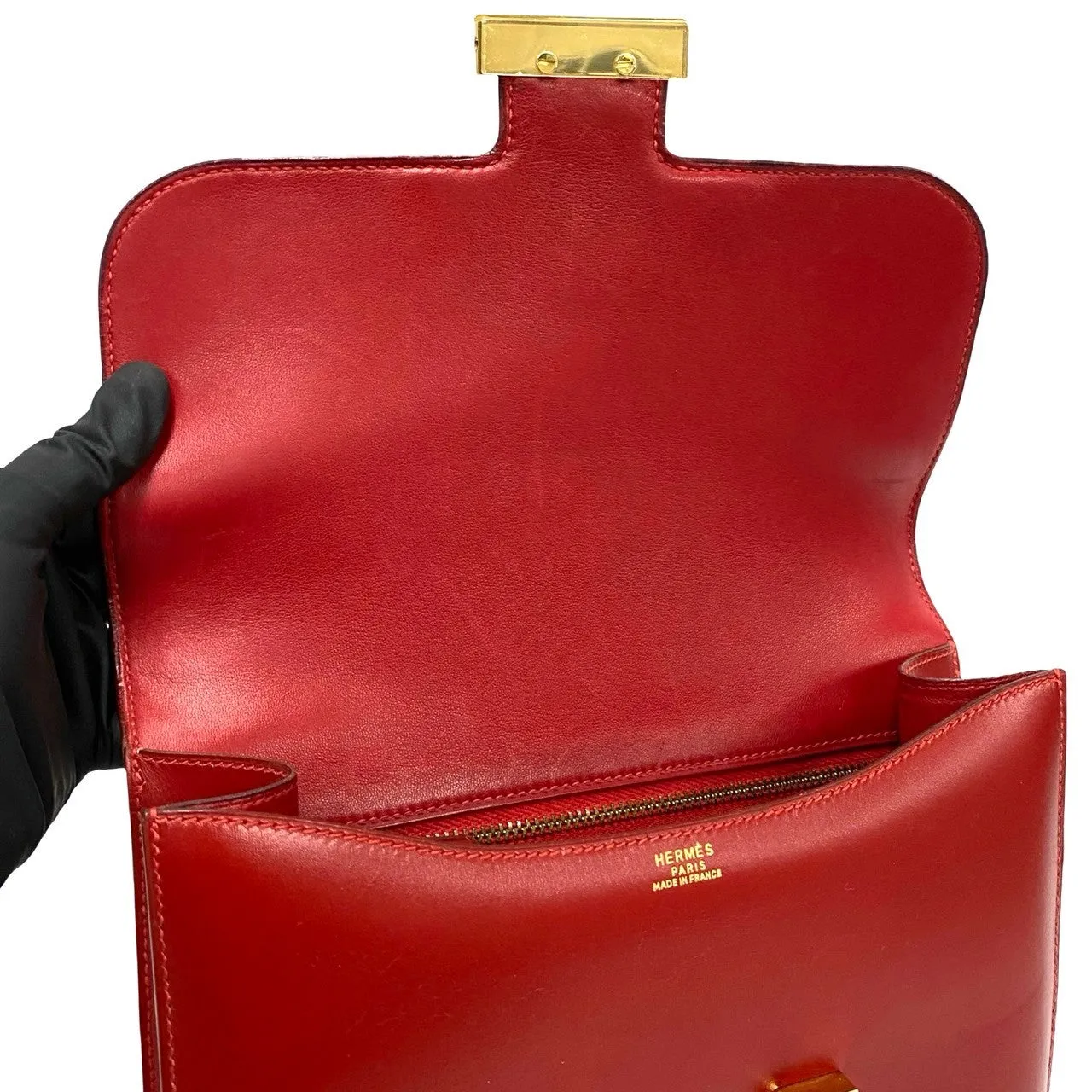 HERMES Shoulder Bag Box scarf Red Constance 23 Women Used