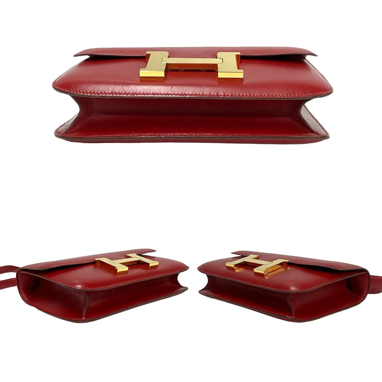 HERMES Shoulder Bag Box scarf Red Constance 23 Women Used