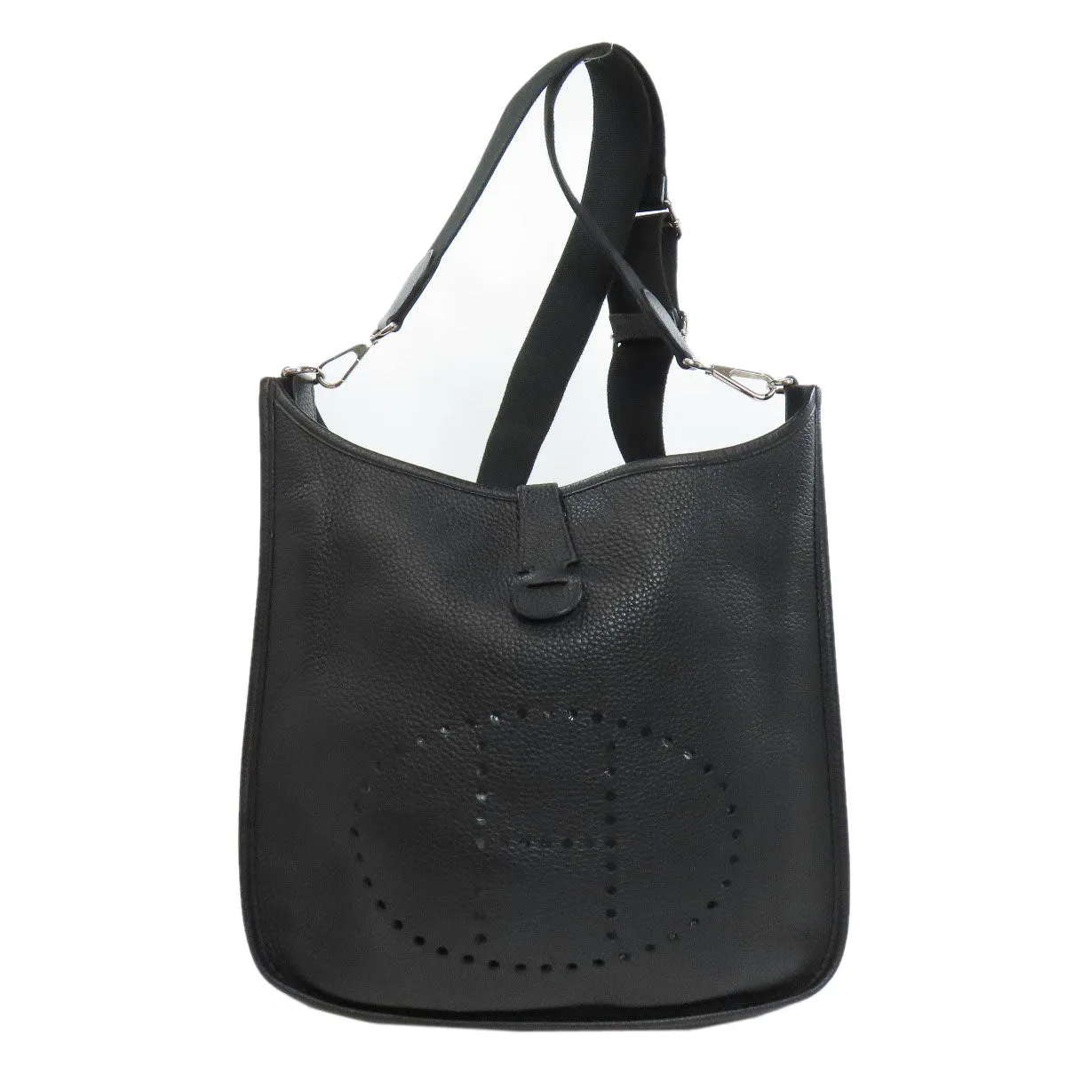 HERMES Shoulder Bag Togo black Evelyn 3 GM SilverMetal Women Used