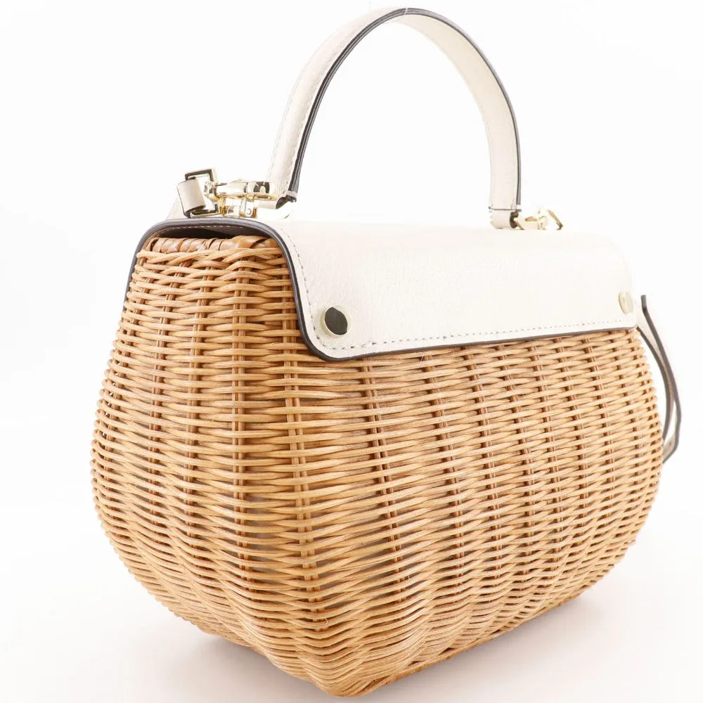 Kate Spade Handbag Wicker, Leather beige 2WAYShoulder Basket bag