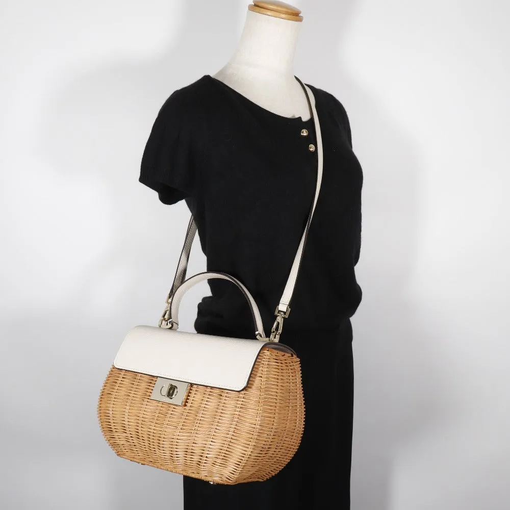 Kate Spade Handbag Wicker, Leather beige 2WAYShoulder Basket bag