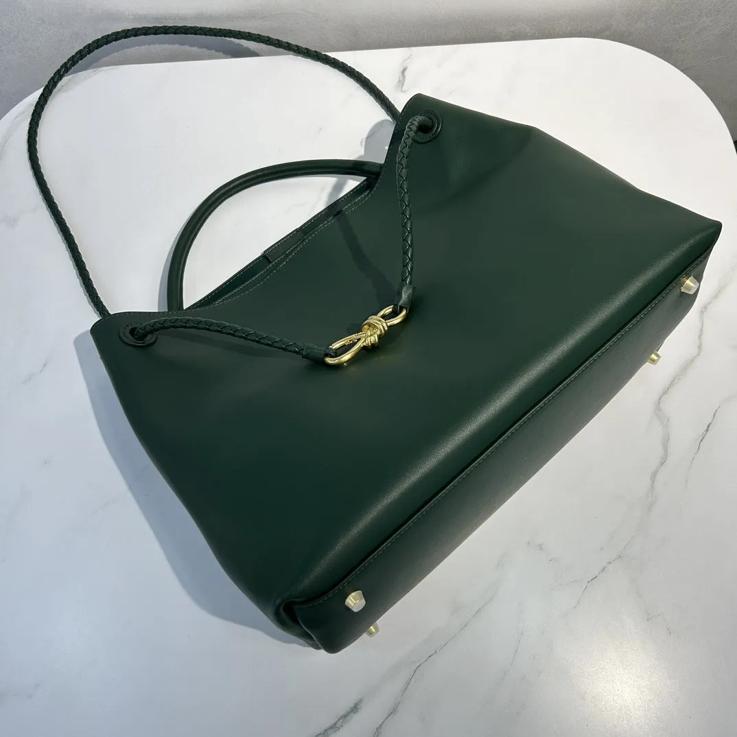 Large Luxury Soft Leather Tote Bag, Aesthetic Handbag With Gold Knot Buckle, Daily Fashion Designer Bag, Crossbody & Shoulder Style