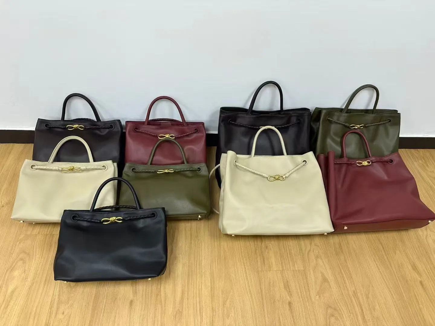 Large Luxury Soft Leather Tote Bag, Aesthetic Handbag With Gold Knot Buckle, Daily Fashion Designer Bag, Crossbody & Shoulder Style