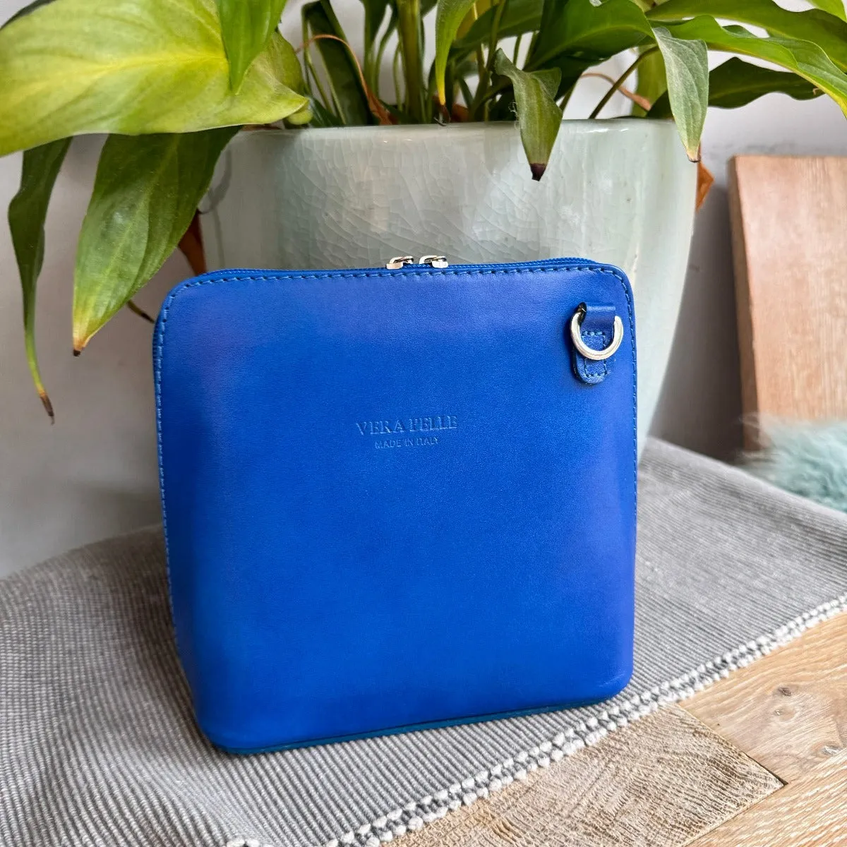 Leather Ladies Small Cross Body PS14 In Blues