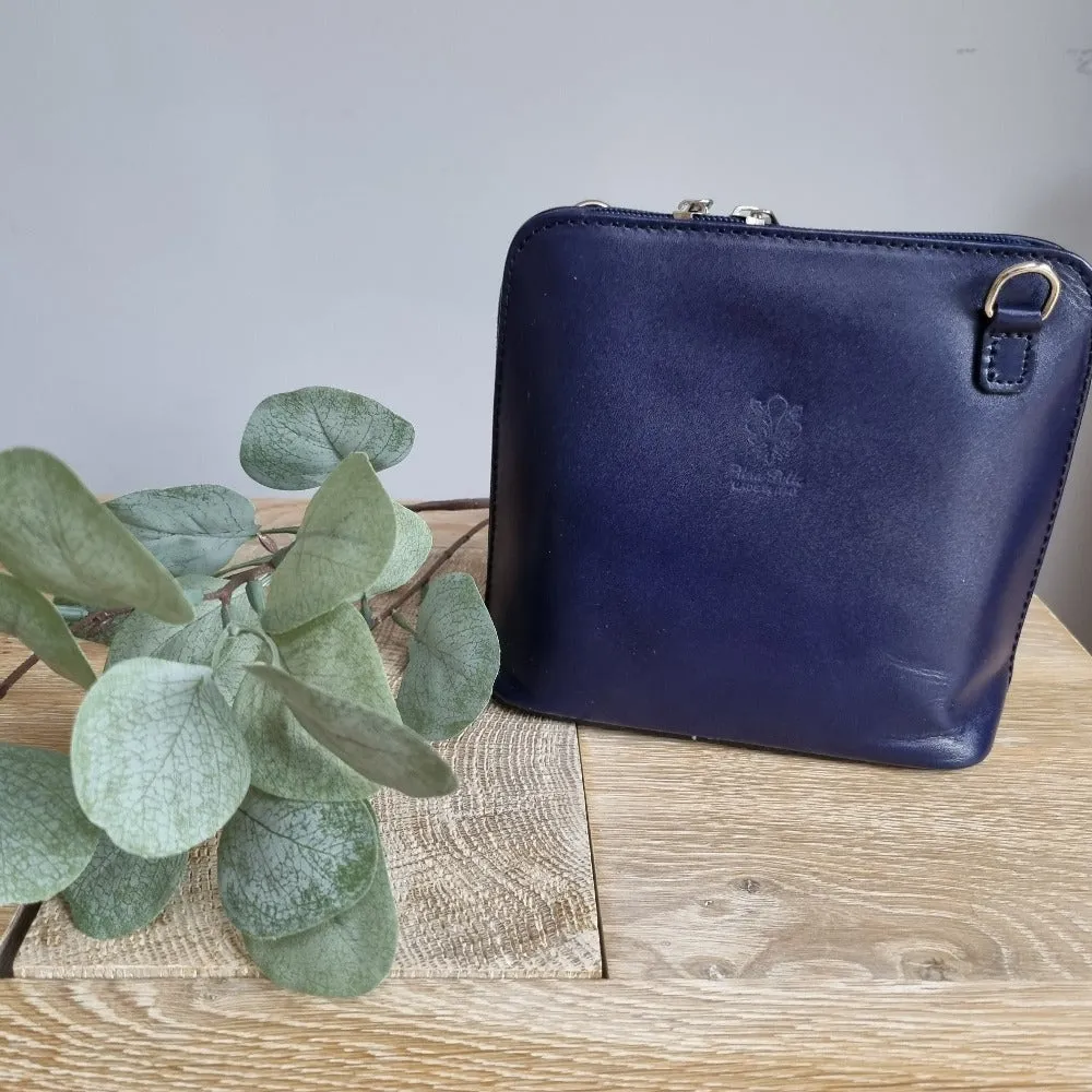 Leather Ladies Small Cross Body PS14 In Blues