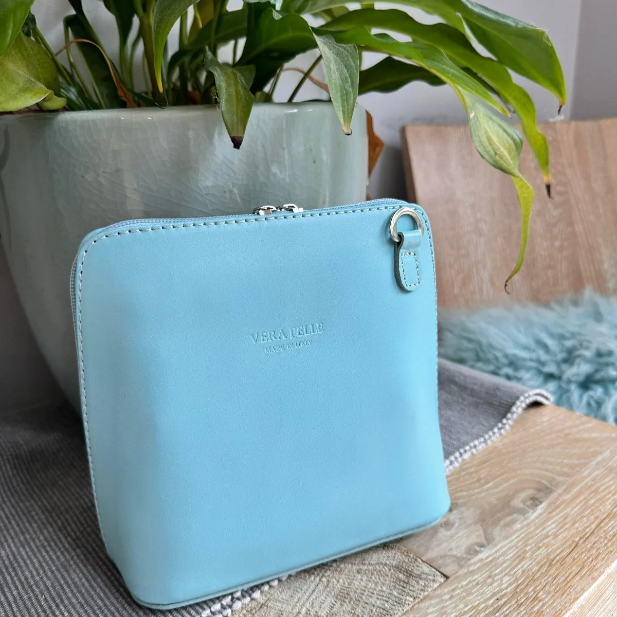 Leather Ladies Small Cross Body PS14 In Blues