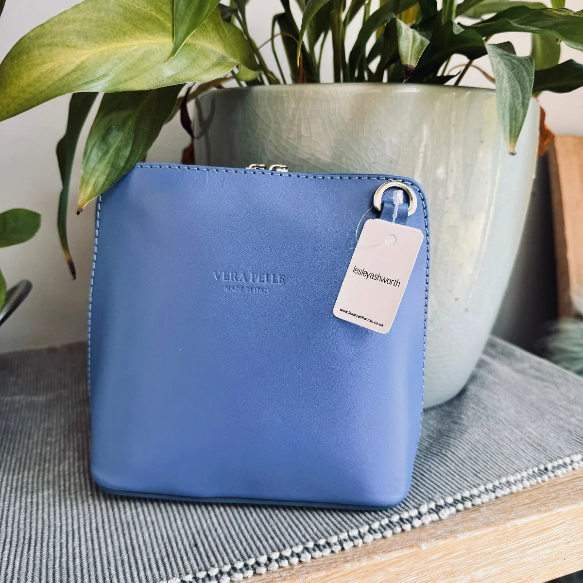 Leather Ladies Small Cross Body PS14 In Blues