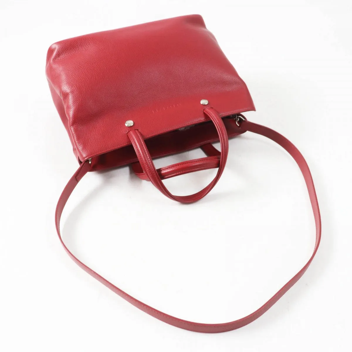 Longchamp Shoulder Bag leather Red Le flowne