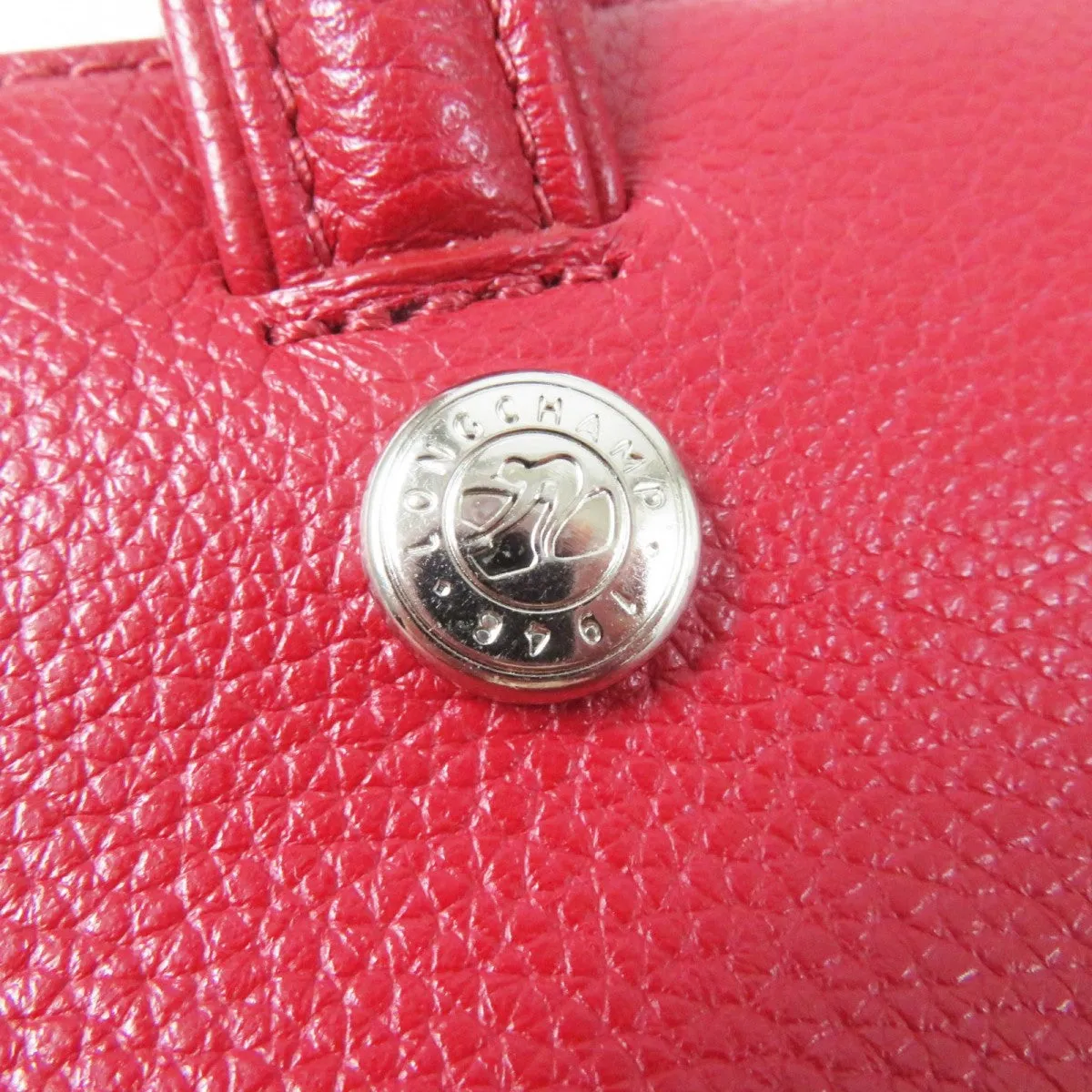 Longchamp Shoulder Bag leather Red Le flowne